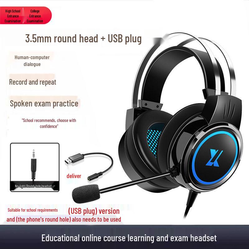 USB Over-Ear Headphones with Microphone for English Listening & Speaking Exams – Ideal for Middle & High School Online Classes