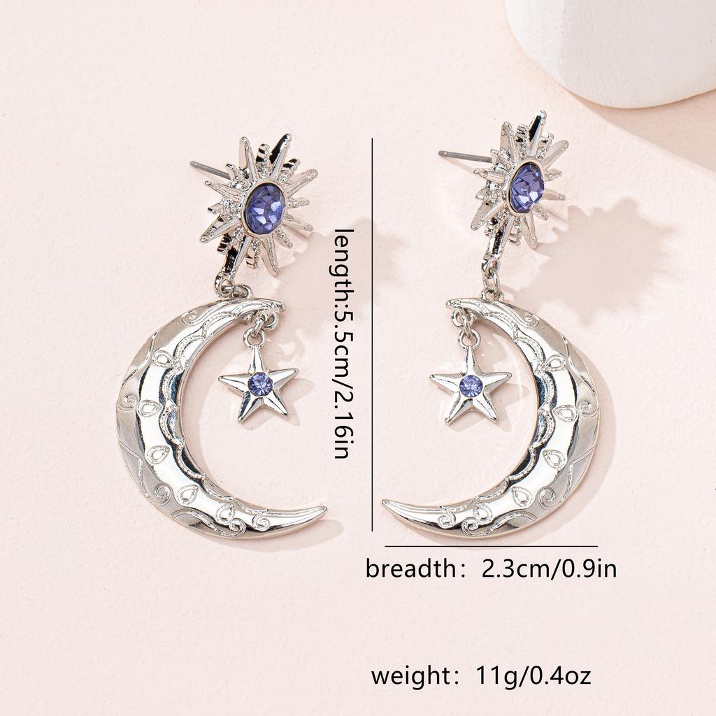 Stud Earrings with Moon and Star Pendants Jewelry Gifts