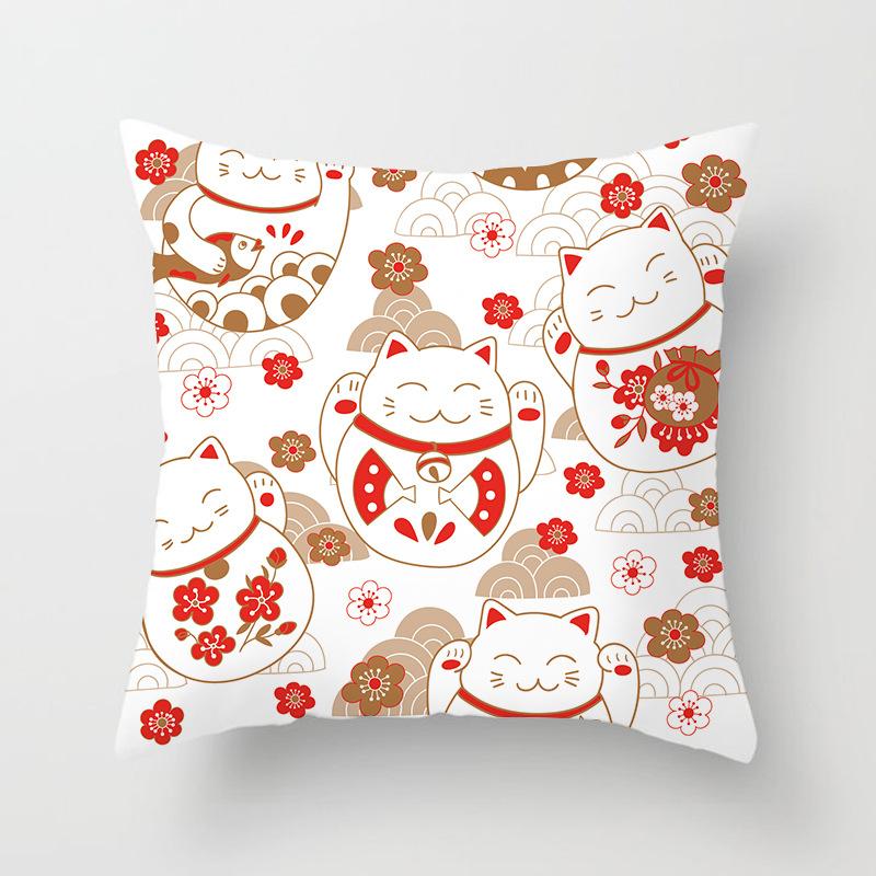 New Style of Lucky Cat Series Pillowcases, Home Office Sofa Pillow Cushion Covers, Seats