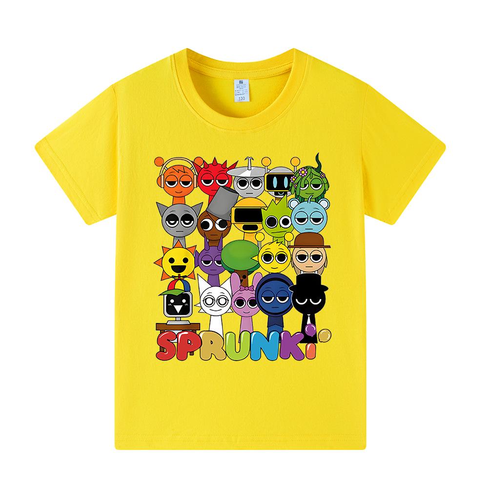 Popular Rhythm Box/Sprunki Cartoon Print Girls' Short Sleeve T-shirt