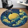 1pc Moon Waves Office Round Area Rug,  Mat Suitable For Office, Under Office Chairs Bedroom Living Room Home Decor, Room Deco