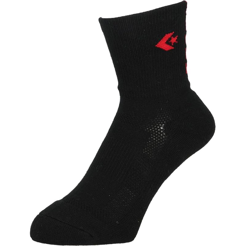 

[Converse] basketball socks cushion socks Antibacterial and deodorizing CB142051 Black x red 21.0 cm-23.0 cm