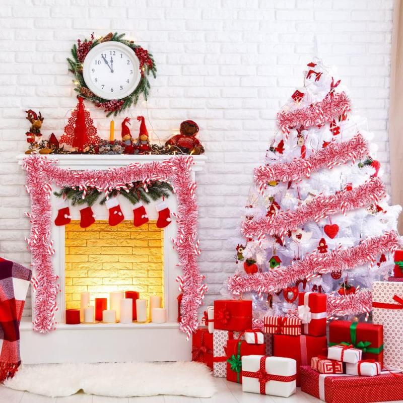 2m Rot Weiß Weihnachts Zuckerstange Streamer Weihnachtsbaum Girlanden Ornamente Natal Frohe Weihnachten Deko