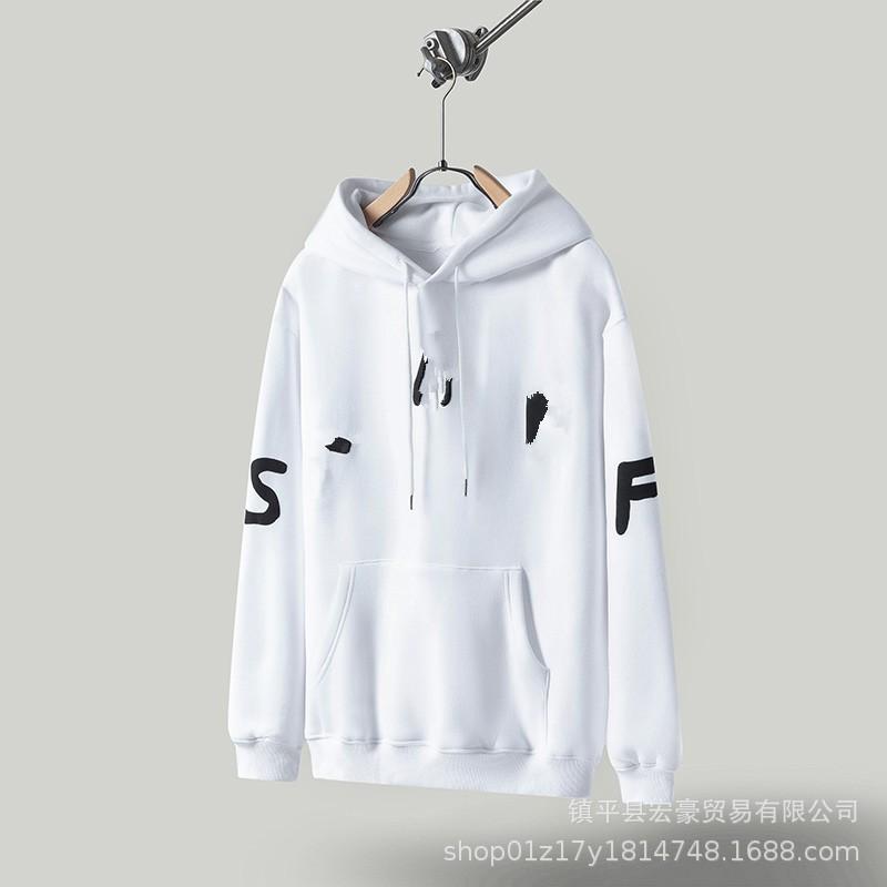 Unisex Oversized Hooded Sweatshirt With Foil Print Streetwear Cotton Pullover Fall