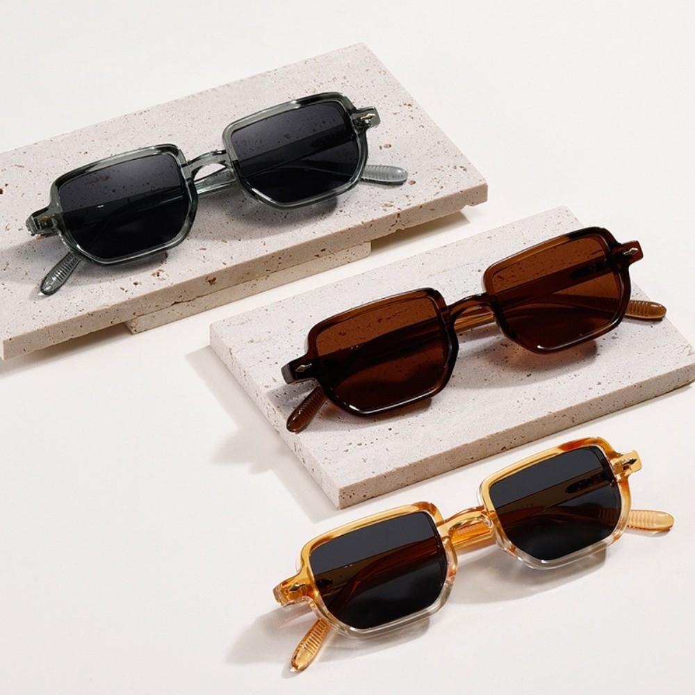 Punk Square Frame Glasses Small Frame UV400 Eyewear Retro Sun Glasses  Business