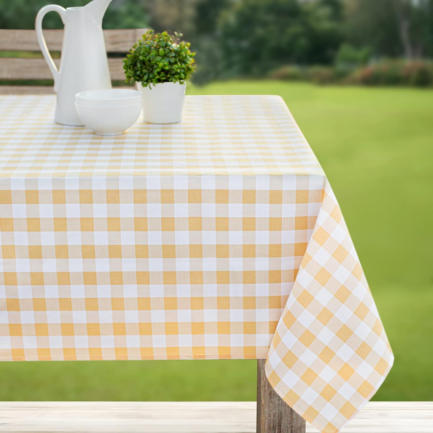 Wit Geel Buffalo Check Rechthoekige Tafelkleden Lente Zomer Binnen Buiten Picknicktafel Decoratie Feestelijk Feest Bruiloft Decoratie 100x160cm