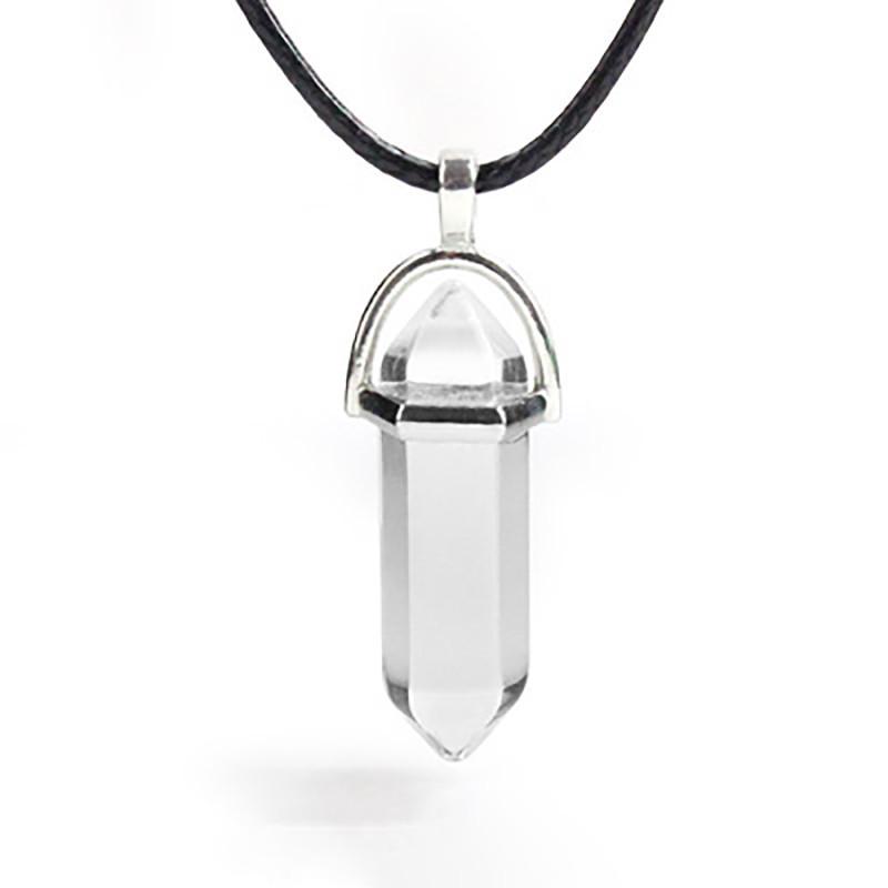 Beautiful Natural Crystal Stone Necklace With Unique Hexagonal Pendant For Healing