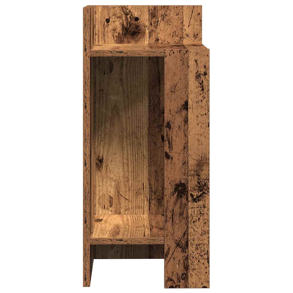 Side Table with Shelf Rustic Wood Look 10 X 10.6 X 23.6 In (25.5 X 27 X 60 Cm)