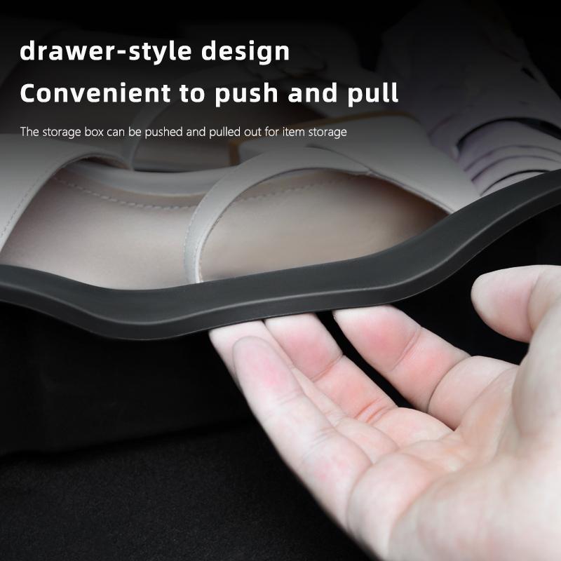 Under Seat Storage Box For Tesla Model Y 2021~2024 Center Console Organizer Bins Front Backseat Bag Trash Tray Accessories