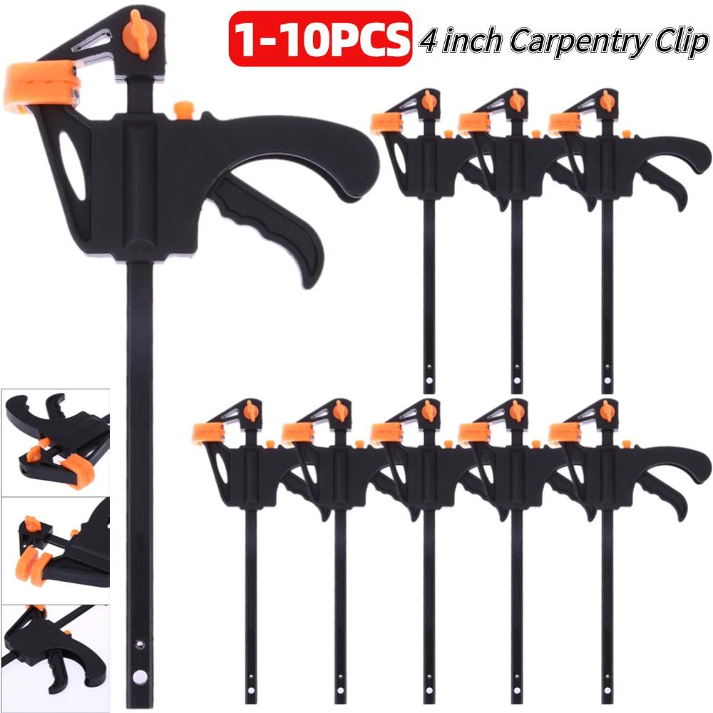 

1-10Pcs 4 Inch F Type Work Bar F Clamp Heavy Duty Carpentry Clip Ratchet Release Woodworking Hard Grip Portable Carpenter Tools 1pc