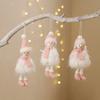 New Pink and White Plush Christmas Snowman Mini Figurine Pendant - Creative Christmas Tree Decoration Hanging Ornament
