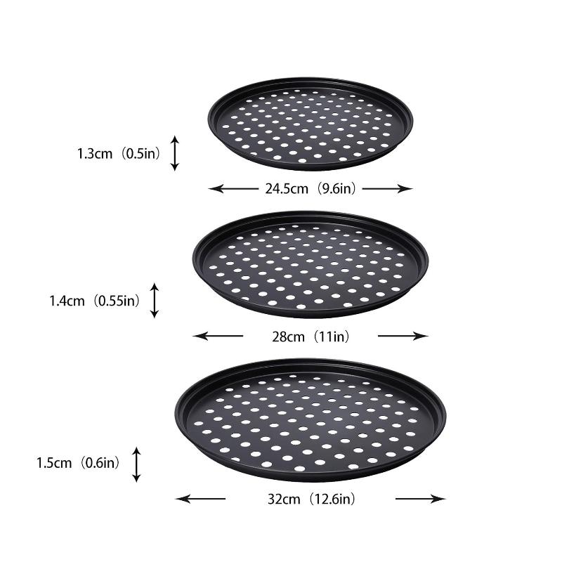 1Pcs Pizza Pans For Oven Round Pizza Pan With Holes Pizza Tray For Oven Baking Carbon Steel Pizza Oven Accessories Kitchen Tools