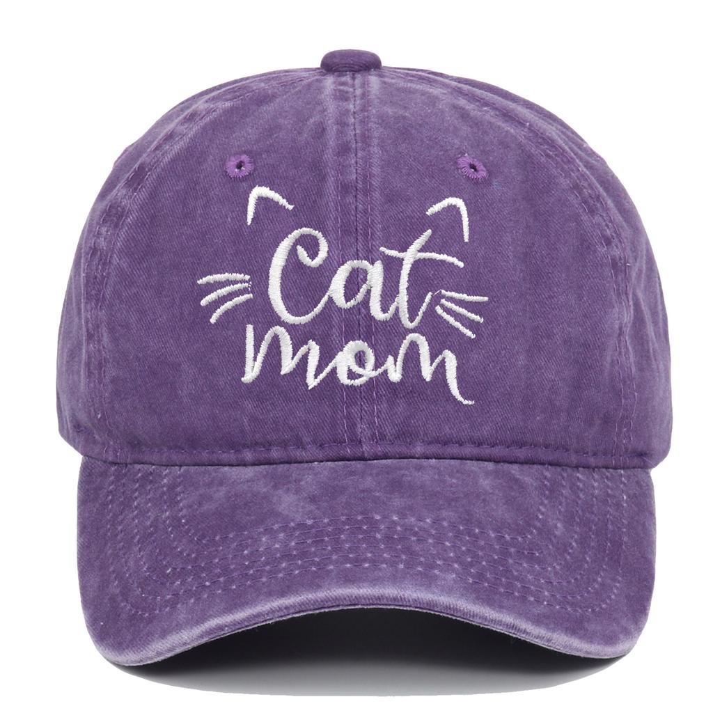 Katzen Mama Vintage Gewaschene Baseballkappe, Niedliche Katzenmotiv Verstellbare Dad Hat, Lässiger Sonnenhut für Katzenliebhaber Frauen Männer