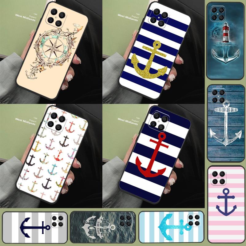 Stripes Anchor Boat Ship Case For Honor 200 Pro X9b X9a X8b X8a X8 X9 X9c 50 70 90 Lite Honor Magic 7 6 5 Pro Coque