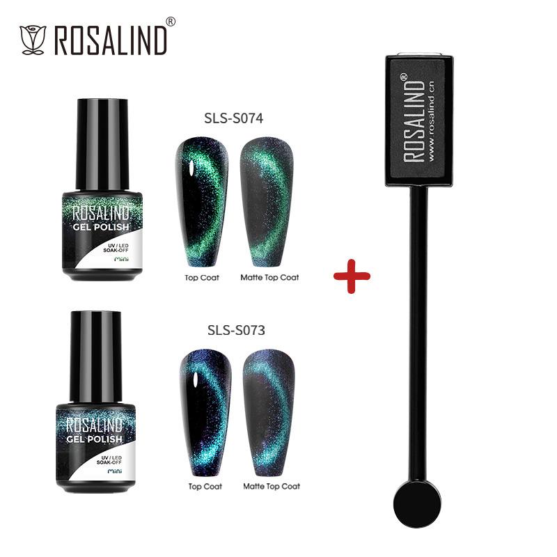 ROSALIN 3PCS Cat's Eye Gel Nail Polish With Magnet Tool Semi Permanent UV Gel Polish Magnetic Nail Art Design