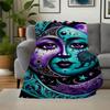 "Starry Night Moon Face Art Print - Celestial Wall Decor"Blanket Flannel Throw Blanket for Sofa, Bed, Travel, Camping, Office