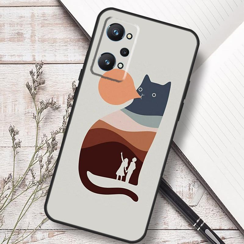 Cat Mount Fuji Japan Wave Landscape For Realme 12 13 10 11 14 Pro Plus GT 6T 6 5 GT7 Pro C61 C55 C53 C51 C21Y C25S C75 C67 Case