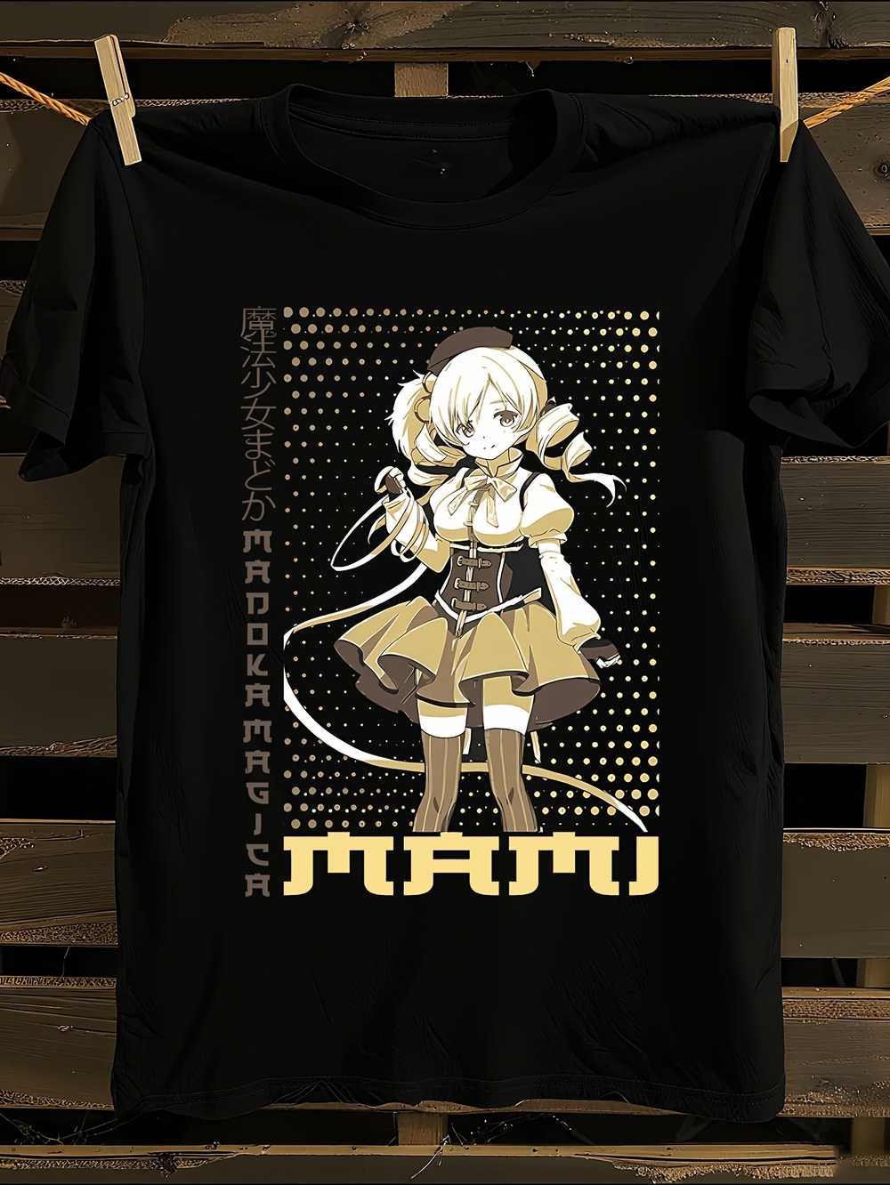 Unisex Black Anime T-Shirt L