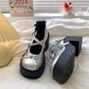 Summer new Japanese jk heightening French versatile Mary Jane single shoes bow thick high heel small leather shoes women