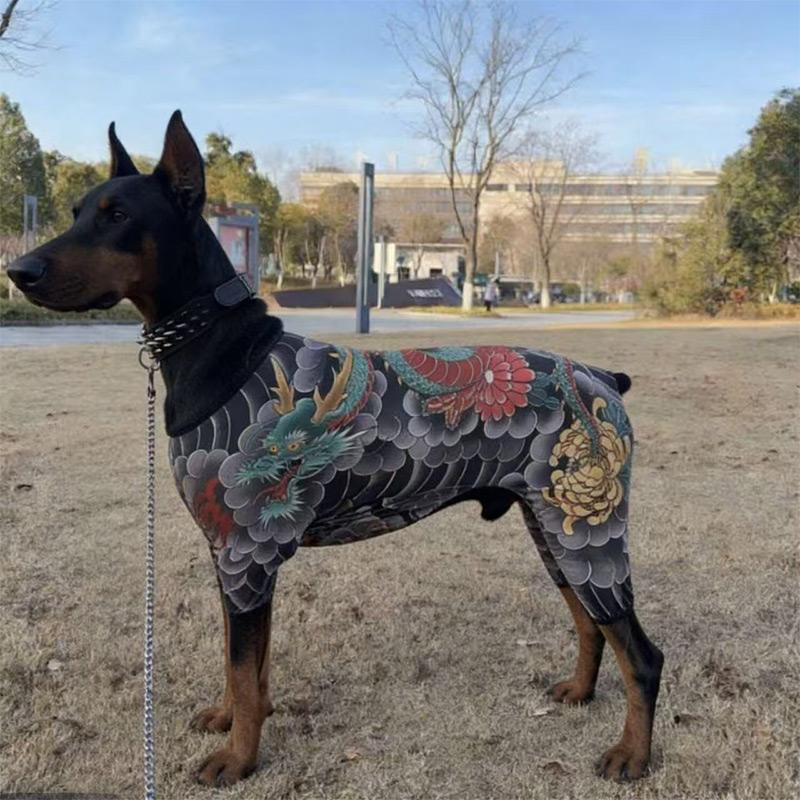 Fun Pet Printed Jumpsuit With Tattoo Patterns 4 Legs Dog Cat Fashion  Clothing Cool Close-Fitting Clothes Pet Supply
