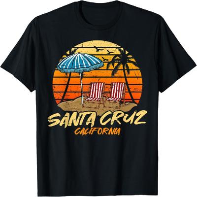 Retro Vintage California Santa Cruz Beach Sunset TShirt T-Shirt for Men Women Kids