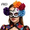 Lightweight Skull Masque Design Halloween Masquerade Masque, Flower Mexican Day of The Dead Comfortable Face Eye Cushion for Costume, Fancy