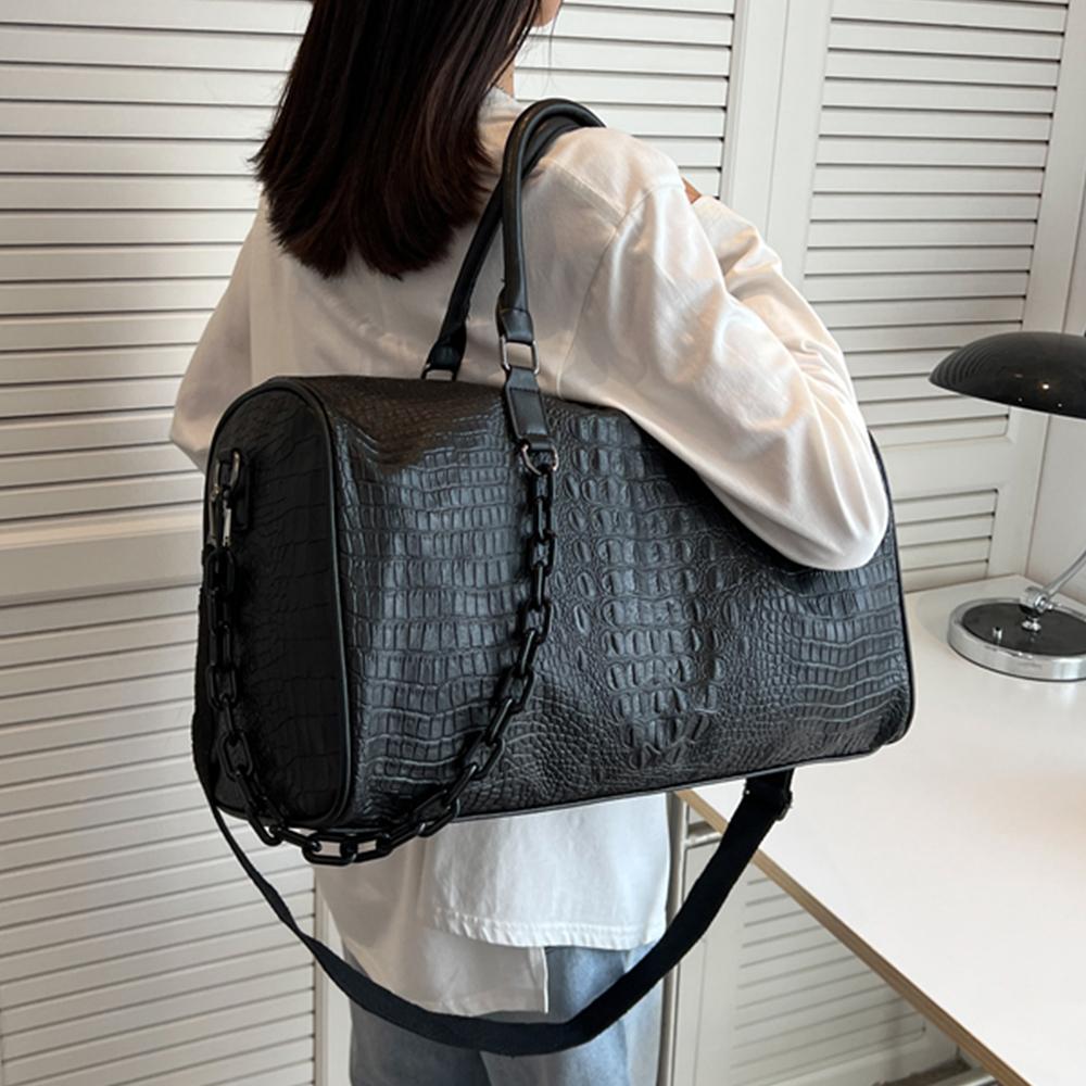 Borse da Viaggio Impermeabili con Texture Coccodrillo, Borsa a Mano Tote Capiente, Borse da Viaggio Duffel, Pelle PU, Borse Sportive Yoga Fitness da Donna