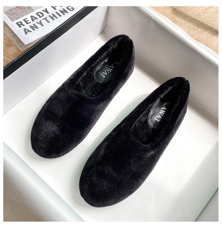 Móda 2025 Zimní Bílé Vlněné Kožešinové Boty Žena Měkké Nadýchané Baleríny Teplé Plyšové Bavlněné Mokasíny Rouno Jehněčí Vlna Mokasíny Femmes Huňaté Boty