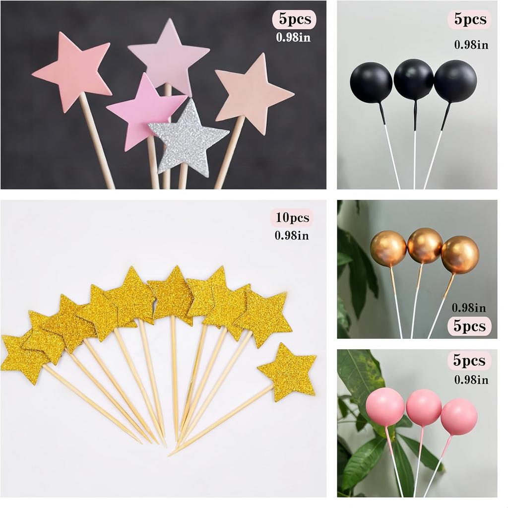 Cartoon Cake Decoration Pink Bow Cake Topper Bow Tie Cake Topper Bow Ears Stars Birthday Party Supplies