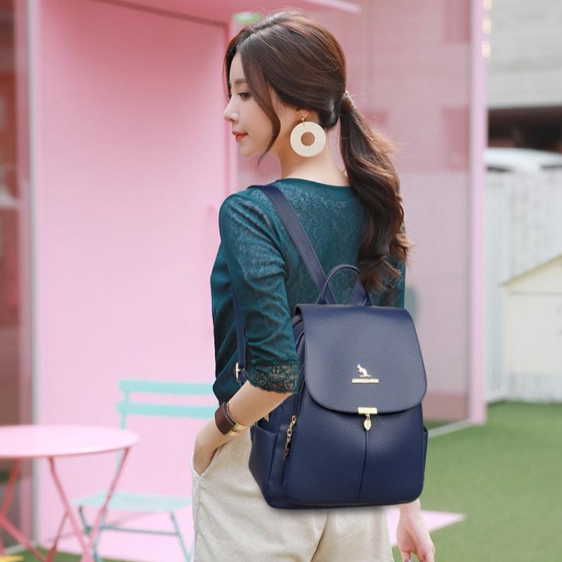 New Women's Casual Backpack with European and American Trendy Large Capacity Outdoor Travel Fashion Soft Leather Backpack Versatile Bag