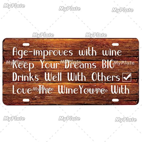 Wein Metallschild Kaffee Blechschild Nummernschild Vintage Dekoration Man Cave Plakette Heim Wanddeko Barschild Poster