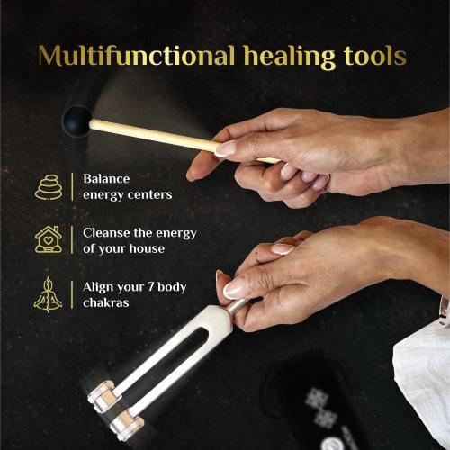 Healing Tuning Forks (128Hz, 256Hz, 512Hz) ? Tuning Fork Medical Set with Body Weights for Chakra Healing ? Yoga and Meditation Accessories ? Frequenc