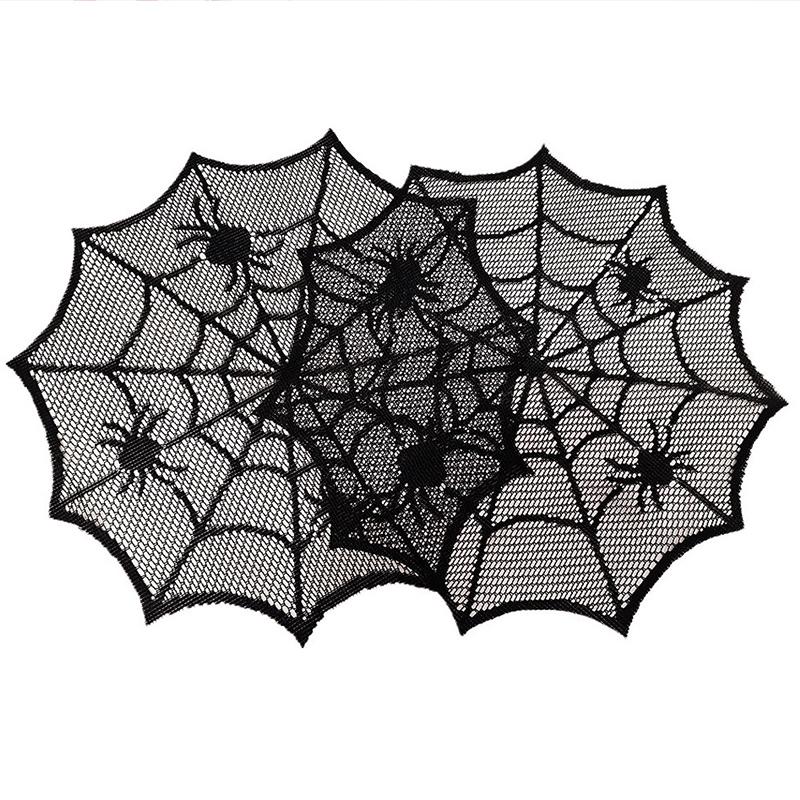 1/2/4pcs Diameter 30cm Black Lace Meal Mat Spider Web Shape Round Placemat