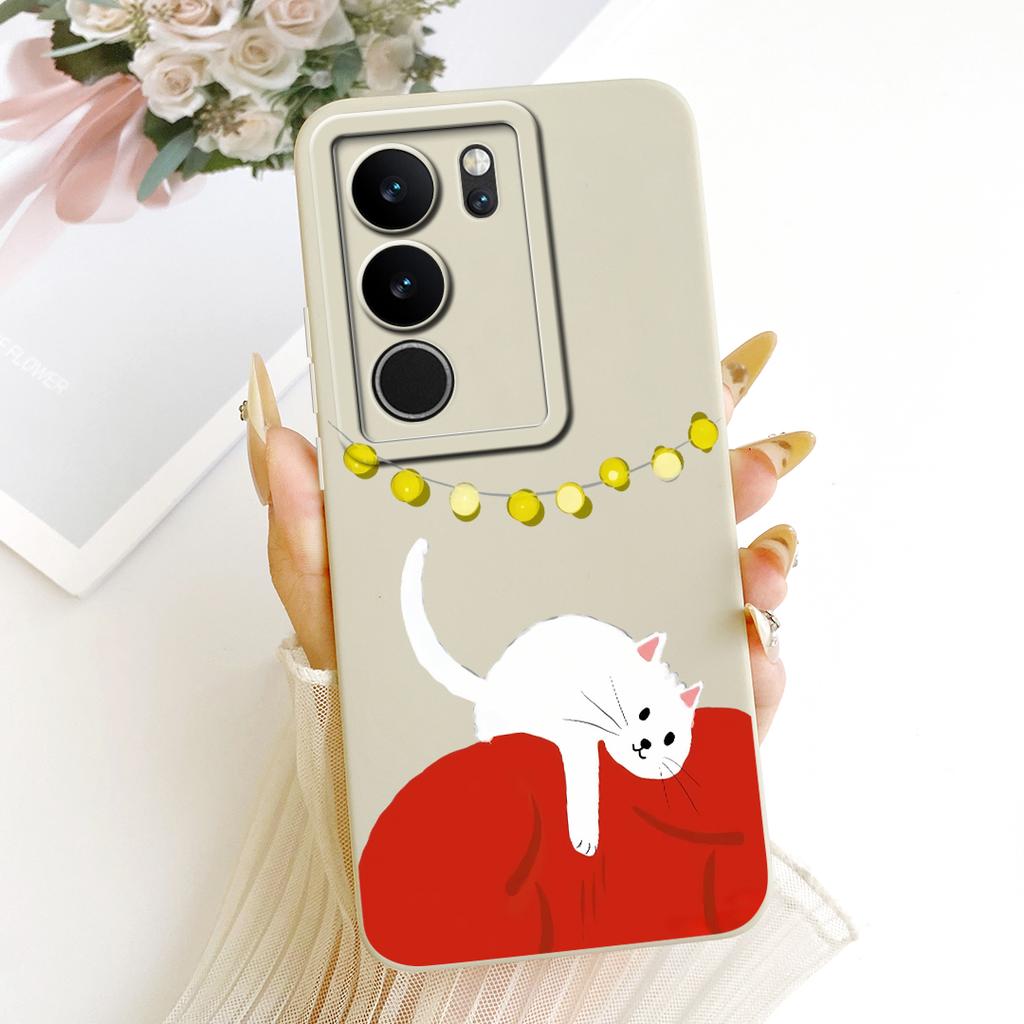 For Vivo V29 V29Pro Cute Cat Flower Cartoon Phone Case For Vivo V 29 V29 Pro V2250 V2251 Shockproof Soft Silicone Covers Bumpers