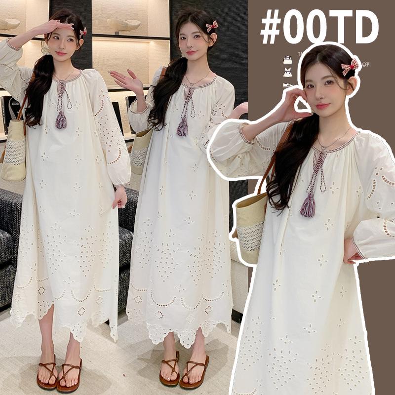 2026 Spring/Summer Sweet Puff Sleeve Maternity Dress with Age-Reducing Embroidery Large