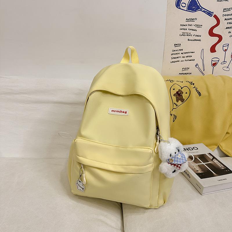 Simple Solid Color Schoolbag Female College Student High Value Fashion Computer Travel Backpack Lightweight Junior High School Student Backpack