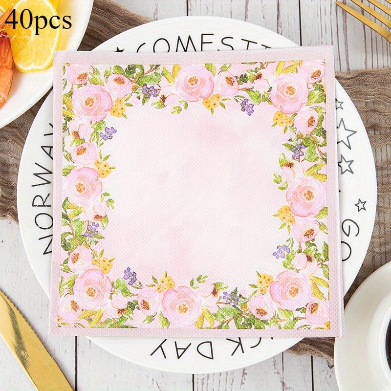 Vintage Floral Napkins 20/40Pcs Flower Paper Napkins for Tea Party Birthday Baby Shower Wedding Retro Spring Decorations Napkin