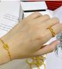 Gold Plated Interlocking Couple Finger Rings - Copper Open Hollow Design for Women's Fashion.