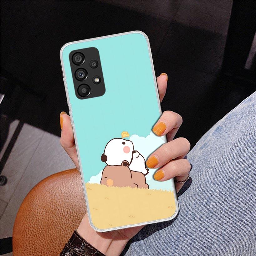 Cute Peach Goma Cat Phnoe Case for Samsung Galaxy A17 A37 A57 A16 A26 A36 A56 A15 A14 A13 A55 A54 A53 A35 A34 A33 A25 A24 A23 A5