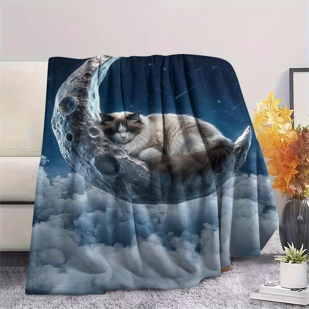 Small animal sleep clouds Print Flannel Blanket,High quality Comfortable for All Seasons,Home Decor,Warmth and Comfort,Perfect for Christmas Gifts
