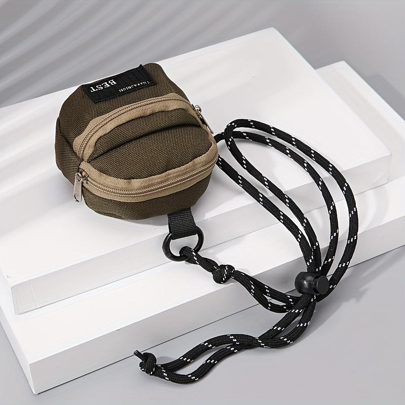 1PC Polyester Mini Tech Pouch, Portable Neck Bag w/ Strap for Earphones Outdoor Travel Gift