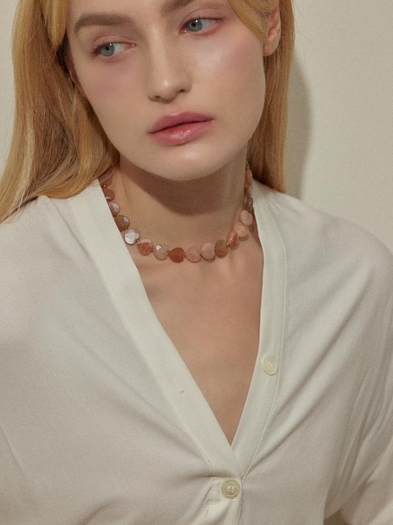 Favoritenoun Heart Stone Necklace_Pink