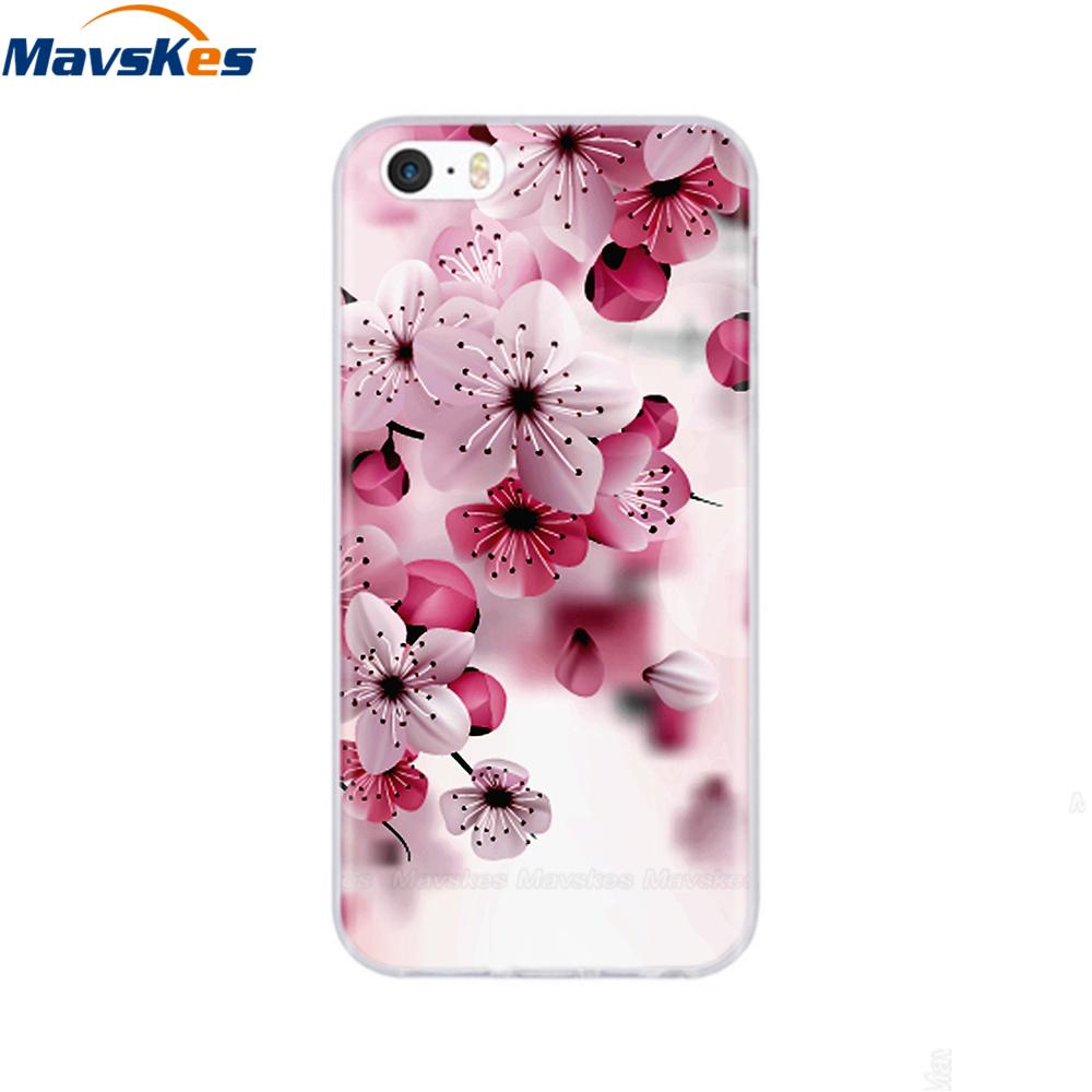 soft tpu case for iPhone 4 4s 5 5s SE 6 6s cute cartoon cat flower fashionable silicone phone case cover full protective coque