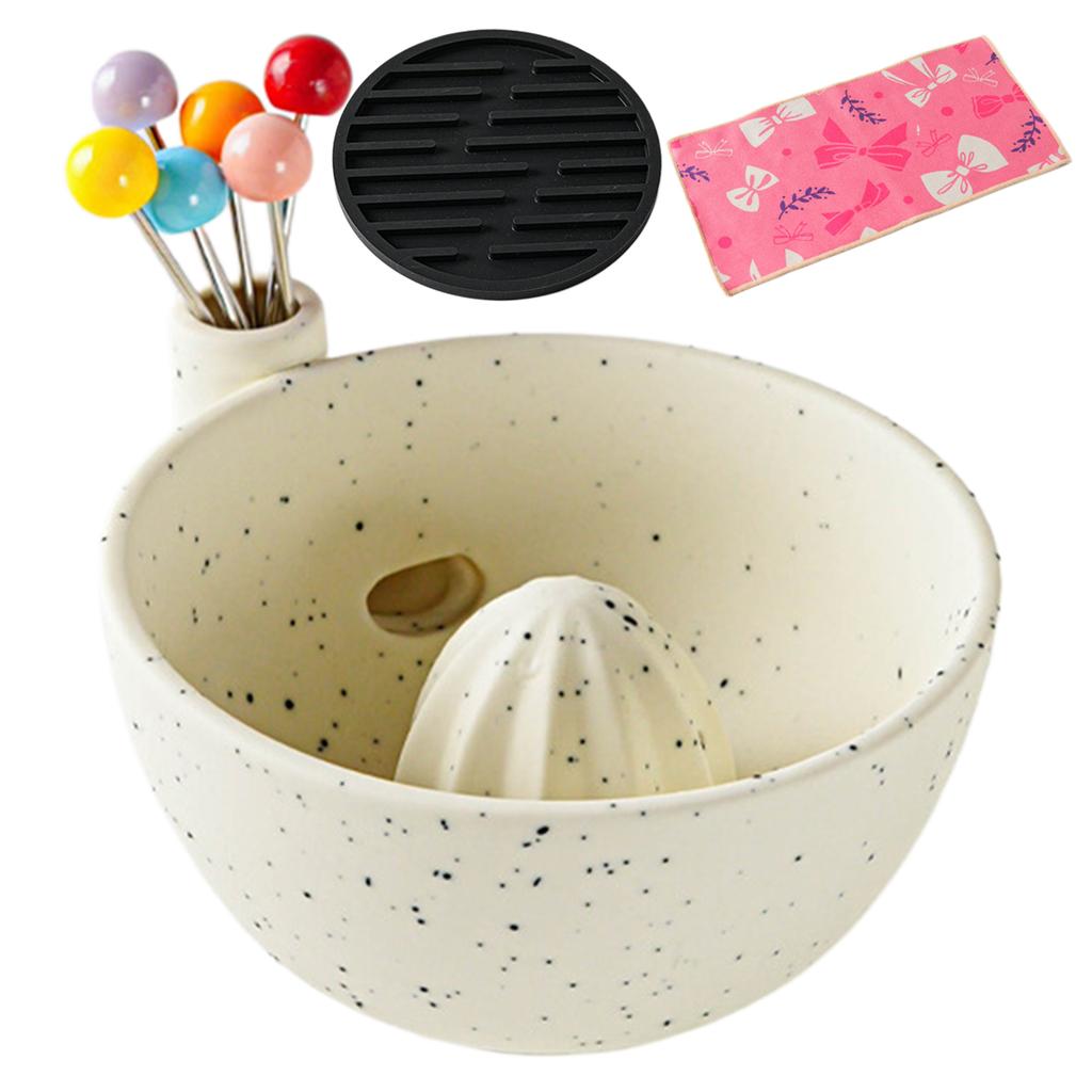 5-Piece Ceramic Berry Washing Bowl with Built-In Spinner Strainer Fruit Vegetable Kitchen Prep