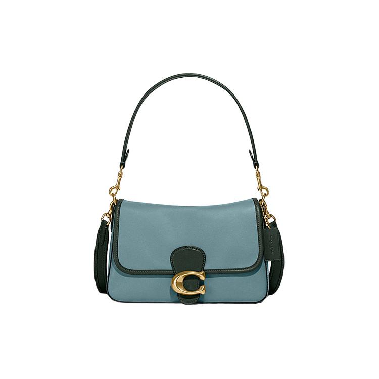 Coach Borsa a Mano Morbida in Pelle di Mucca Tigrata, Borsa a Tracolla, Borsa a Spalla, Morbida Borsa a Spalla Stile Europeo da Donna Blu C5261-V5O4S
