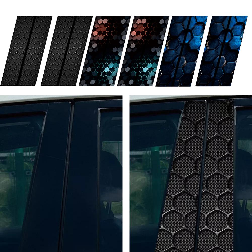 Pack of 2 for Honeycomb Design Car B Pillar Waterproof Decals for Door Posts PET Material for Long Lasting Outdoor Use