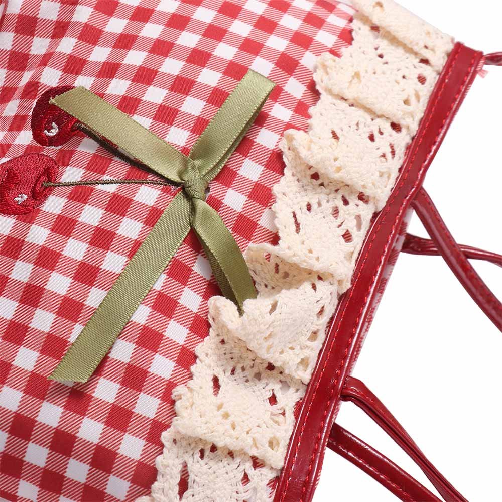 Lovely Lace Plaid Handbag Polka Dot Sweet Crossbody Bag Retro Lattice Cherry Handbag  Travel
