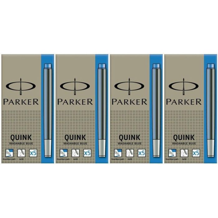 Lot de 4 boîtes de 5 cartouches d'encre bleue Parker