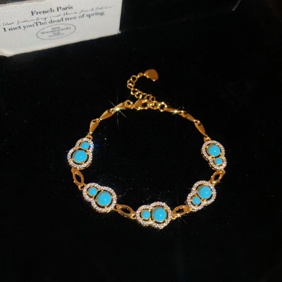 Vintage Goldplated Gourd Bracelet With Zircon Stones For Women Gift