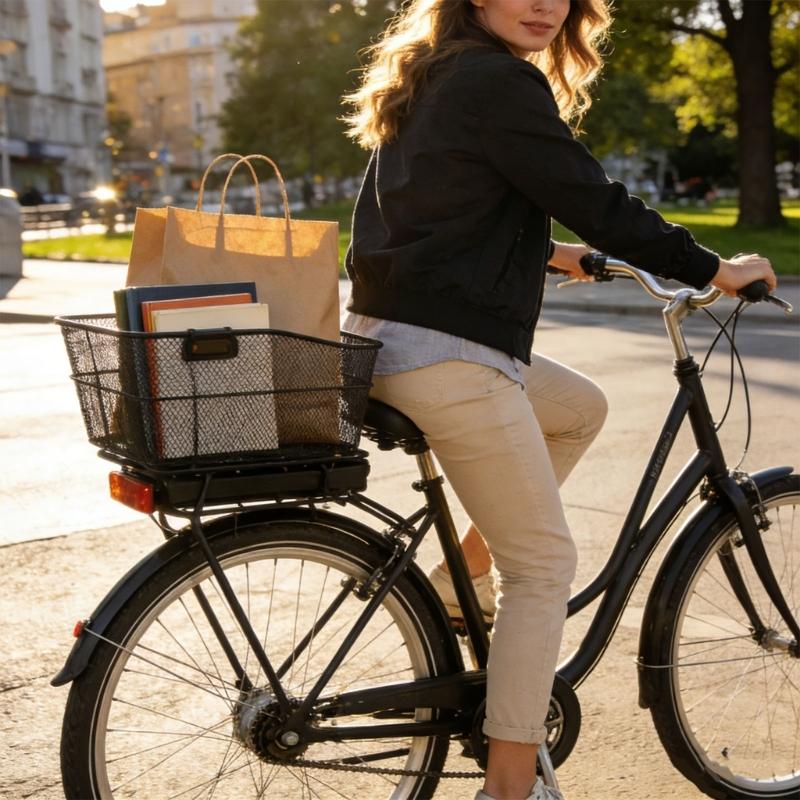 Stahl-Fahrradkorb für hinten, schwere Ausführung, geräumiges Design für Pendeln und täglichen Gebrauch